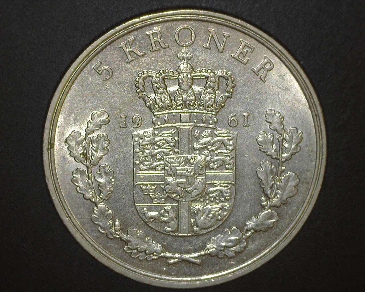 Denmark, 1961 5 Kroner AU50 KM853.1 – Millers Mint